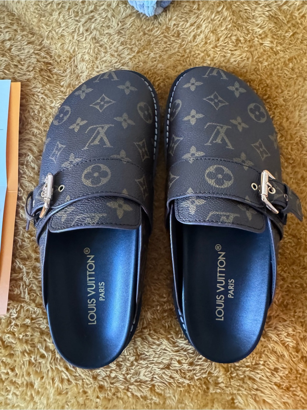 Louis Vuitton Brown Monogram Clog Mules with Buckle